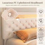 Queen Led Bed Frame with 2 Drawers, Modern Metal Platform Bed Frame Queen Size with Storage, Adjustable Height Crystal Button Tu - Image 6