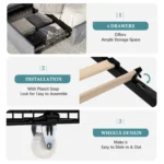 HOOMIC Platform Storage Bed Frame with 4 Drawers & Adjustable Headboard, Diamond Stitched Button Tufted Allewie - Image 4
