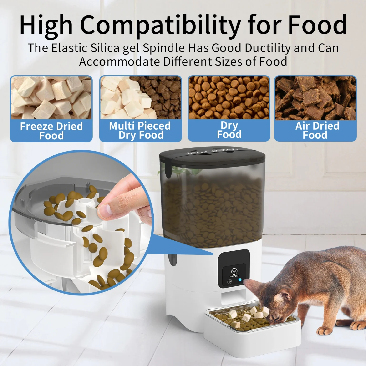 PAPIFEED Smart Automatic Cat Feeders WiFi Pet Feeder with APP Control for Remote Feeding Detachable for Easy Clean Cat Food - Image 3
