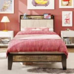 LIKIMIO Twin XL/Full/Queen/CaliforniaKing Bed Frames, Storage Headboard with Charging Station, No Box Spring Needed