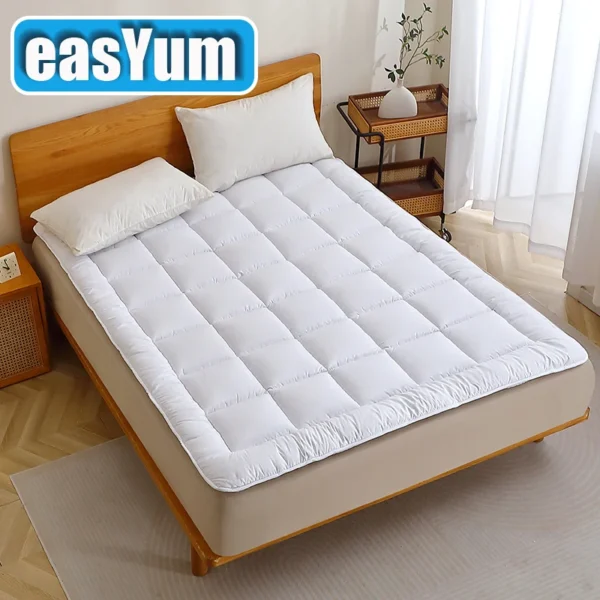 Twin Queen King White 360g Per Meter Filling Thin Quilted Mattress Pad with Lacing