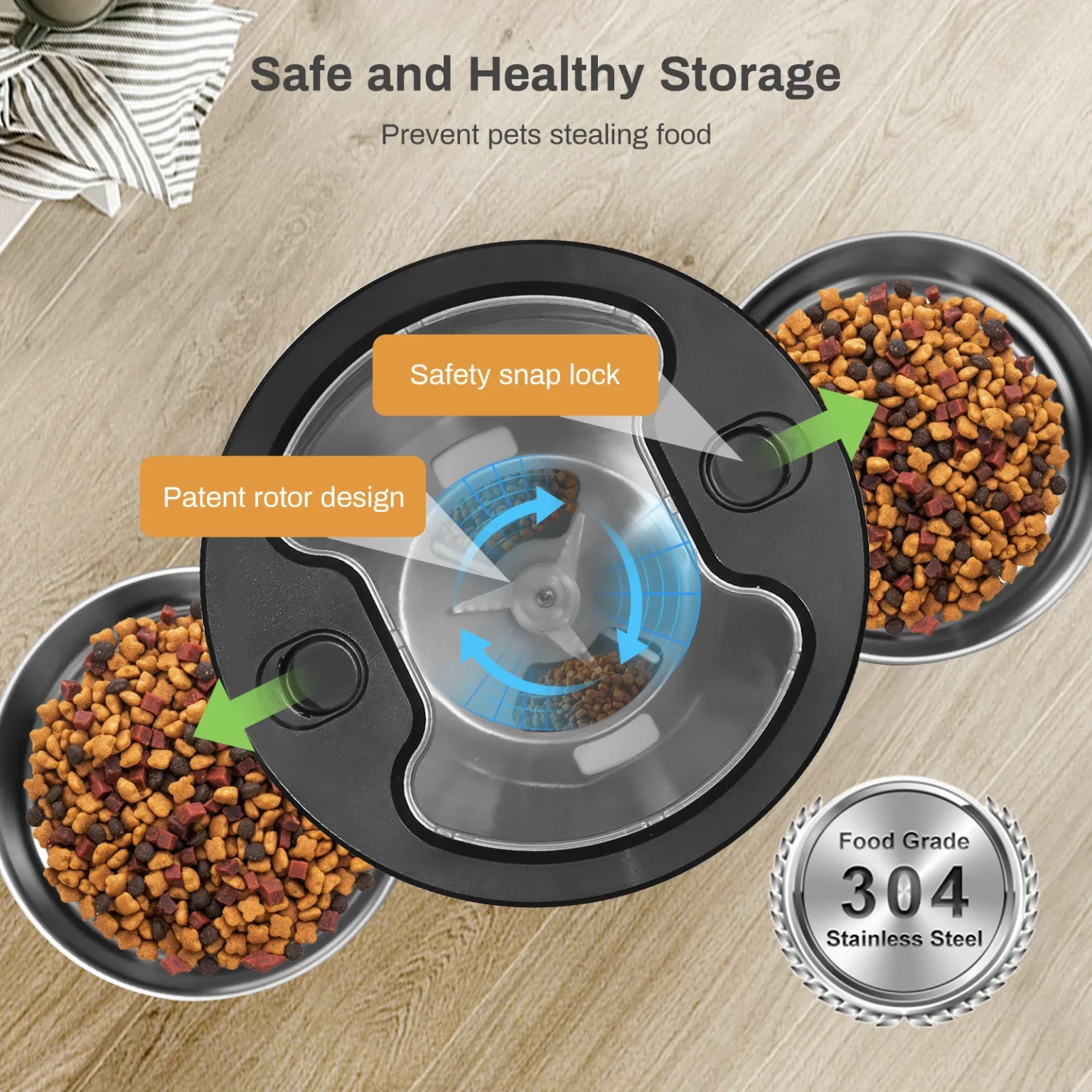 4.5L Automatic Cat Feeder With WiFi Button Smart Pet Cat/Dogs Food Dispenser Two Stainless Steel Bowls Feeder Pet Supplies - Image 5