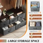 Dresser for Bedroom with 5 Drawers, Wide Chest of Drawers, Fabric Dresser, Storage Organizer Unit with Fabric Bins - Image 4