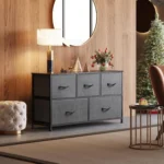Dresser for Bedroom with 5 Drawers, Wide Chest of Drawers, Fabric Dresser, Storage Organizer Unit with Fabric Bins - Image 2
