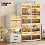 Large Capacity Storage Box Shelf Folding Living Room Sundries Clothes Furniture Cabinet Closet Organizer With Wheels - Image 2