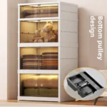 Large Capacity Storage Box Shelf Folding Living Room Sundries Clothes Furniture Cabinet Closet Organizer With Wheels