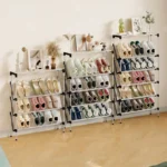 New simple multi-layer inclined dustproof shoe rack. Space saving home door step shoe cabinet, easy to assemble