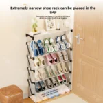 New simple multi-layer inclined dustproof shoe rack. Space saving home door step shoe cabinet, easy to assemble - Image 2