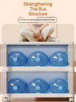 Folding Storage Cabinet Kitchen Multifunctional Rack Living Room Free Installation Folding Storage Cabinet Dustproof Storage - Image 4