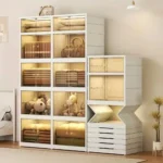 Large Capacity Storage Box Shelf Folding Living Room Sundries Clothes Furniture Cabinet Closet Organizer With Wheels - Image 3