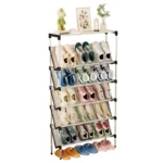 New simple multi-layer inclined dustproof shoe rack. Space saving home door step shoe cabinet, easy to assemble - Image 5