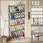 New simple multi-layer inclined dustproof shoe rack. Space saving home door step shoe cabinet, easy to assemble - Image 6
