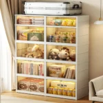 Large Capacity Storage Box Shelf Folding Living Room Sundries Clothes Furniture Cabinet Closet Organizer With Wheels - Image 5