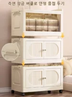 Household Foldable Storage Cabinet Multi-Layer Storage Cabinet Snack Toy Storage Cabinet Free Installation Movable Folding - Image 4
