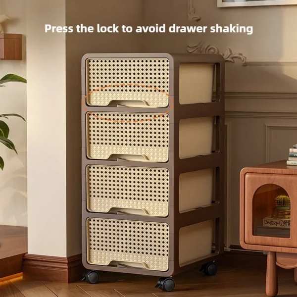 Middle ancient style movable storage cabinet, multi-layer drawer storage cabinet, living room snack storage cabinet