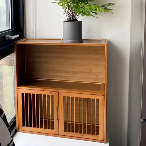 Chinese Style Storage Cabinet - 2-Tier Storage Cabinet for Office Living Room - Tea Cabinet Bookshelf