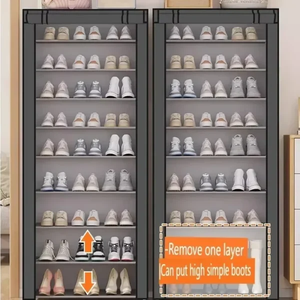5/7/10-Layer Shoe Rack Large Dustproof Shoes Storage Hanger with Cover Simple Capacity Space-saving Shoes Cabinet Home Organizer