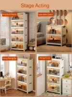 Folding Storage Cabinet Kitchen Multifunctional Rack Living Room Free Installation Folding Storage Cabinet Dustproof Storage - Image 6