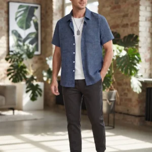 Men's Casual Linen Short Sleeve Summer Shirt