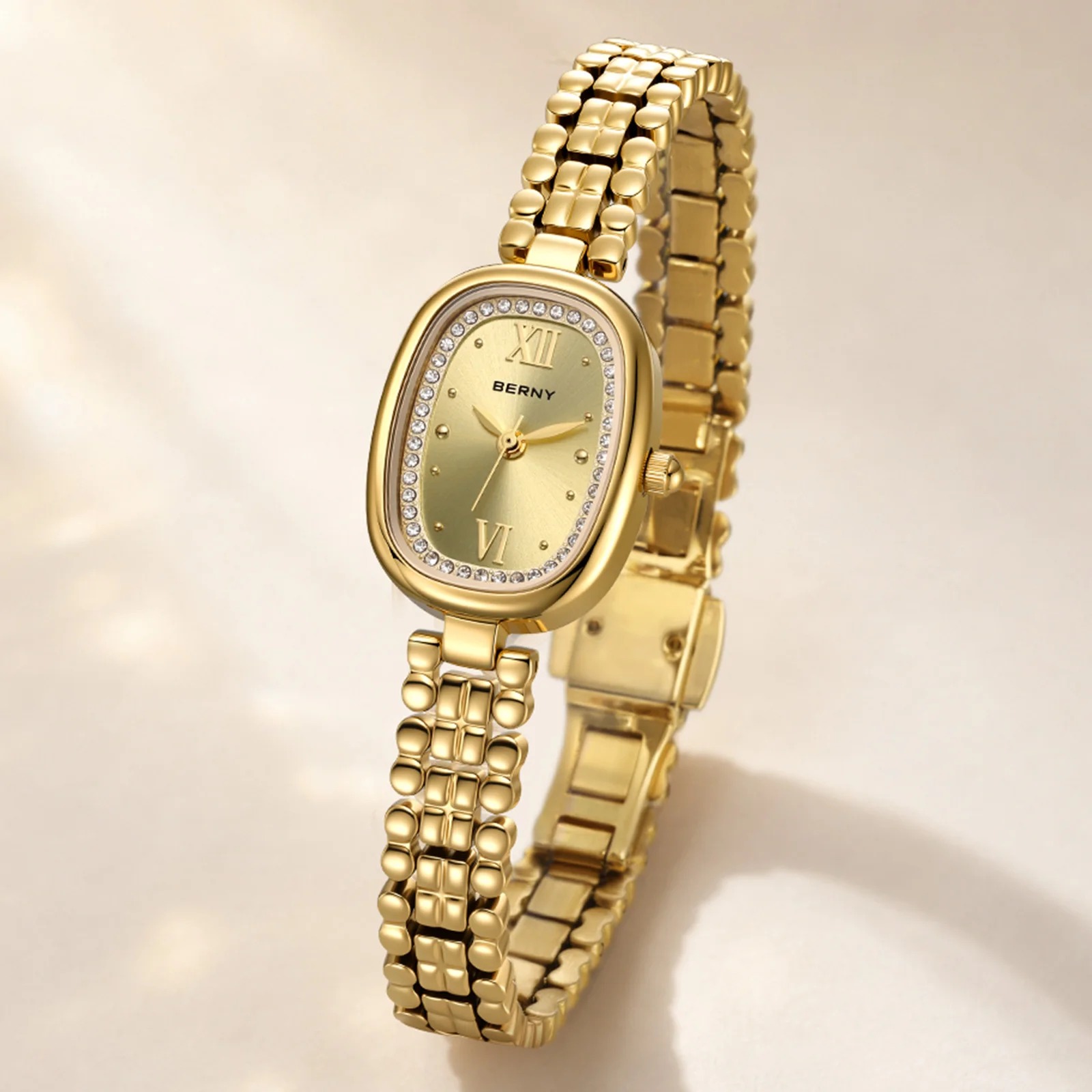 Women’s Gold Oval Diamond Watch – Elegant Luxury Bracelet Wristwatch, Waterproof Ladies’ Watch 5 Women’s Gold Oval Diamond Watch – Elegant Luxury Bracelet Wristwatch, Waterproof Ladies’ Watch - Image 5