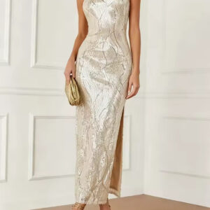 Home 24 Sequin Slip Maxi Dress With Slit | Elegant Bodycon