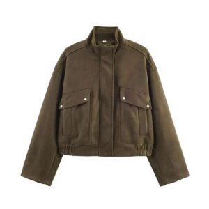 Home 1 Women's Beech Green Suede Bomber Spring / Autumn Jacket | Alizoic United Kingdom