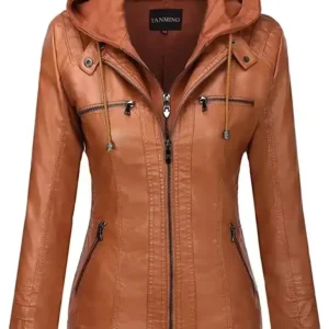 Women's Camel Faux Leather Jacket