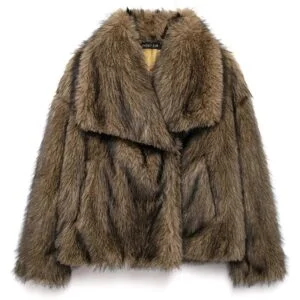Women's Faux Fur Jacket - Light Brown
