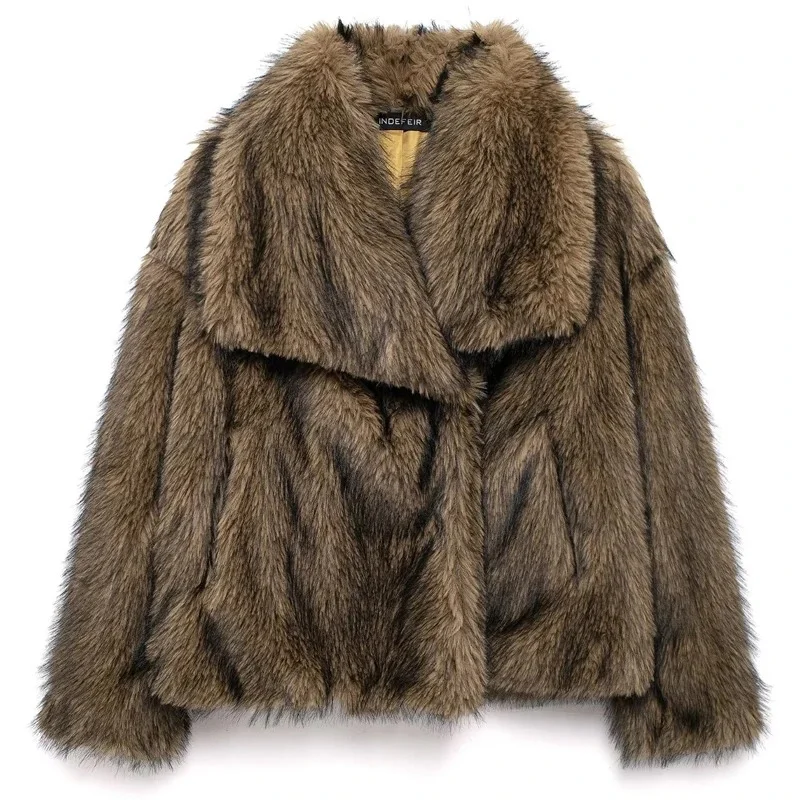 Women's Faux Fur Jacket - Light Brown