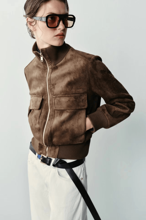 Womens Casual Stand Collar Pilot Bomber Jacket United Kingdom Alizoic10