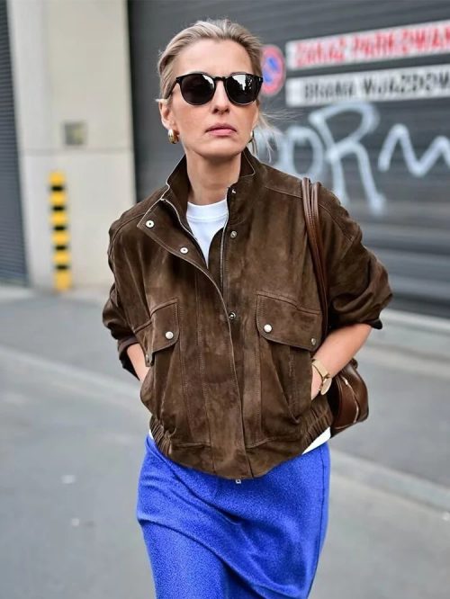 Women's Beech Green Suede Bomber Spring / Autumn Jacket | Alizoic United Kingdom
