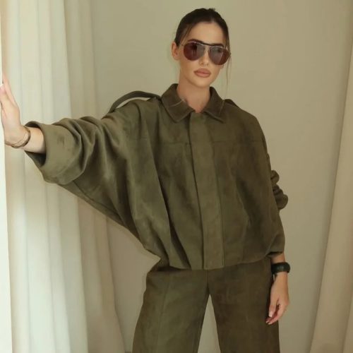 Women's Cropped Suede Bomber Jacket – High Street Fit | Alizoic United kingdom