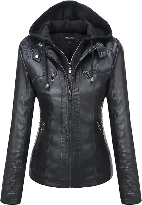 Women's Black Faux Leather Jacket